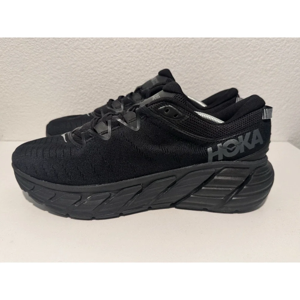 Hoka One Mens Gaviota 3 Running Shoe Size 13 Black Sneaker Active Gym Workout - Picture 1 of 14